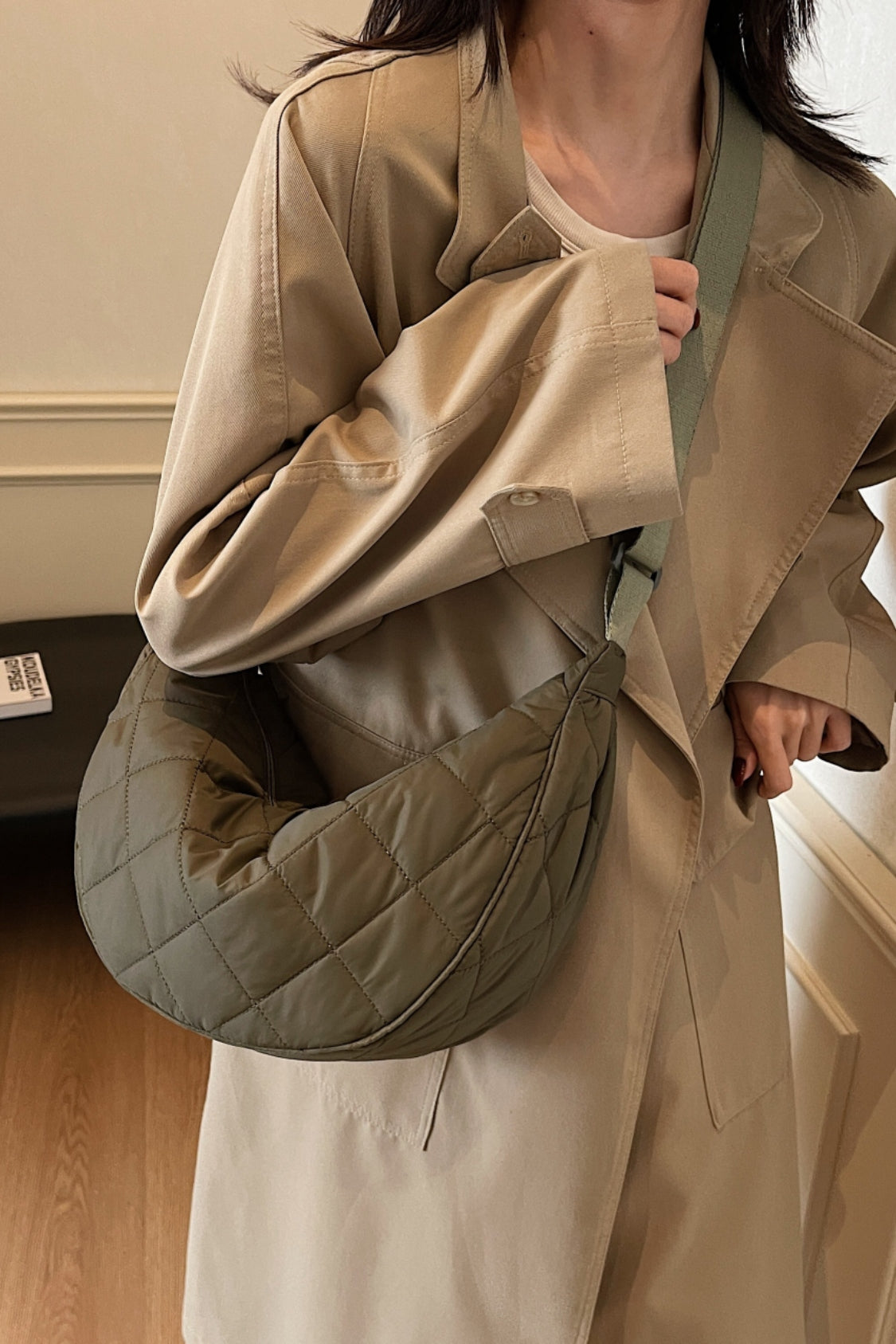 Plaid Quilted Adjustable Strap Crossbody Bag